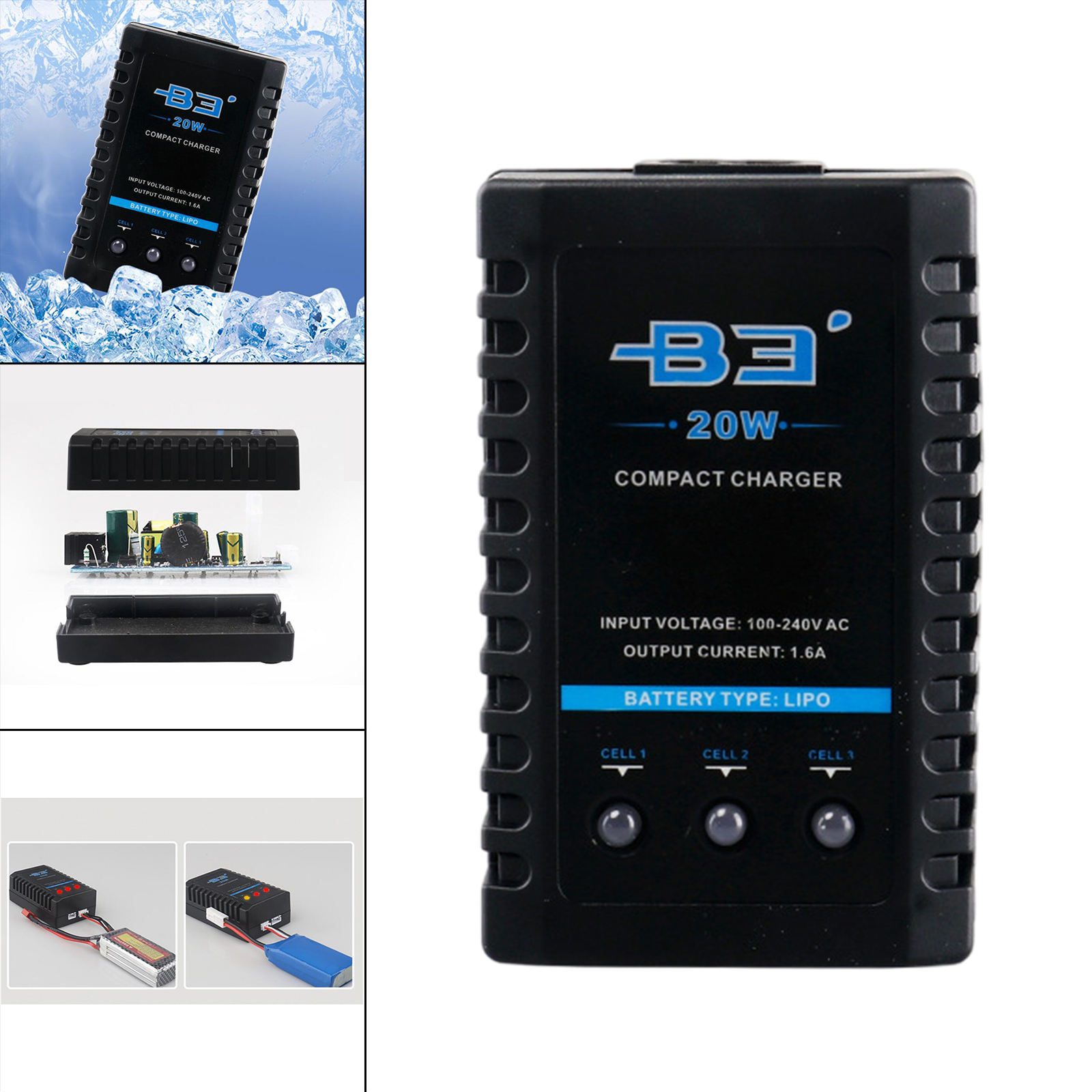 B3 20W Balance Charger for 7.4V 11.1V Lithium Battery Portable Plug-EU