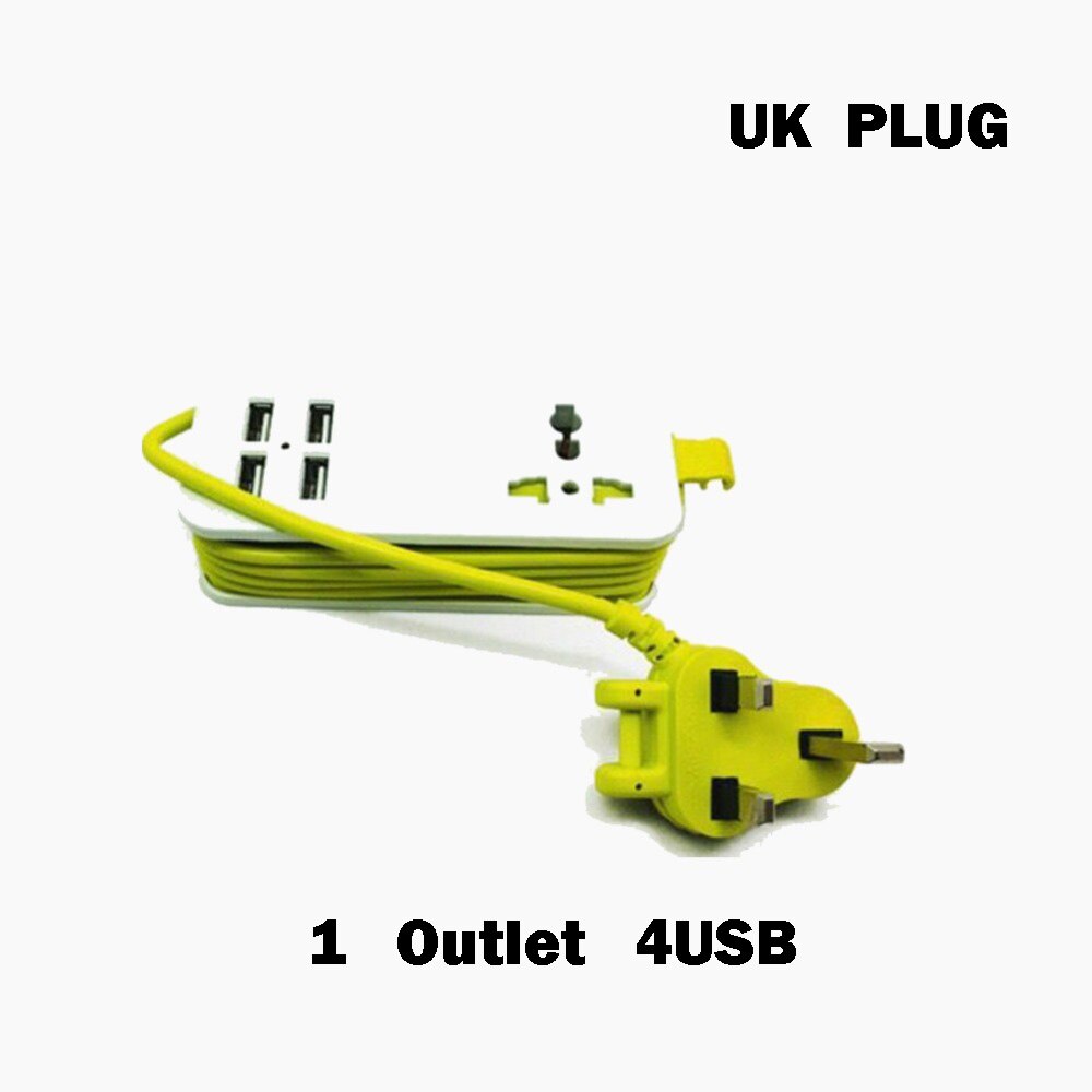 Flere bærbare rejser 1200w 1.5m 4 usb port oplader stik eu uk us stik stikdåse stik adapter til smartphones tablets: Uk 1 stik 4 usb