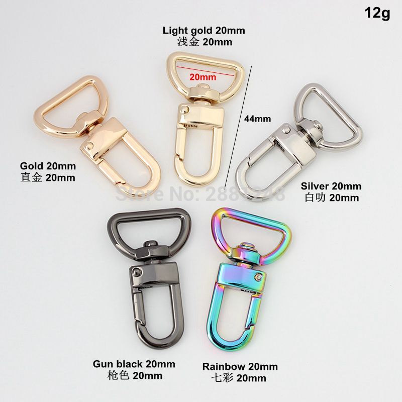10-30pcs 20mm tone trigger snap hook clasp metal clip swivel dog leash purse parts making rainbow hardware