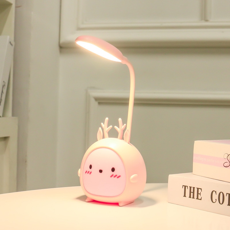 LED lampe de Table USB Rechargeable lampe de bureau à trois vitesses gradation mignon dortoir lampe de lecture Protection des yeux chambre veilleuse