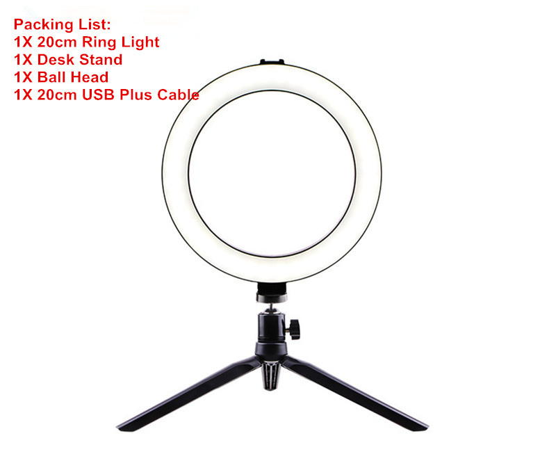 Dimmable LED Ring Light 16/20/26cm 2700k-6500k Ring Lamp Camera Phone Photography Video Makeup Lamp With Tripod Phone Clip: Style 3