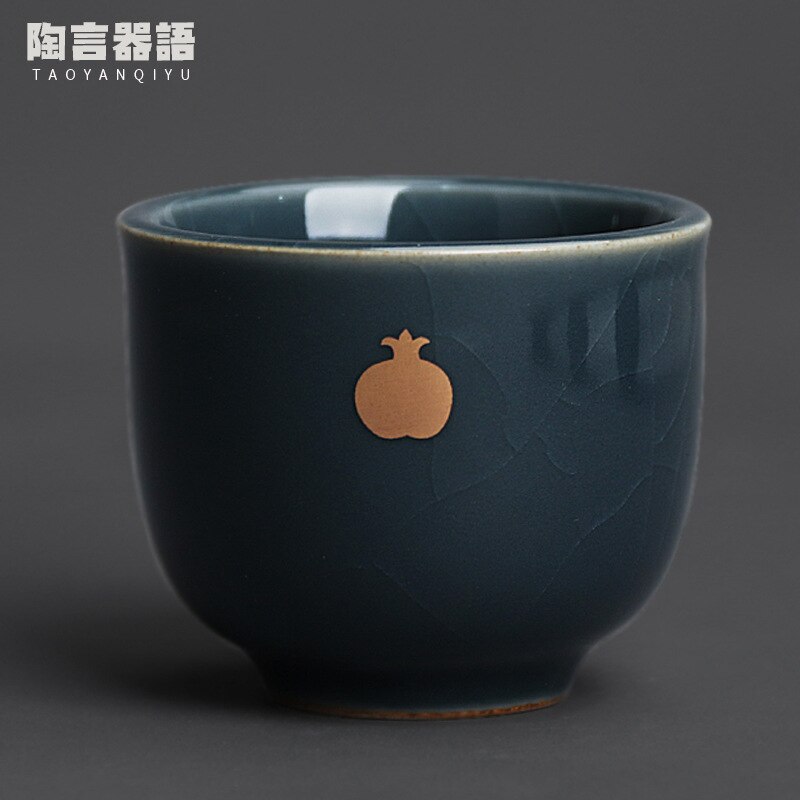 Jingdezhen ji celadon glasur guld tekop håndlavet keramik kung fu te master single kop retro groft keramik te kop: D