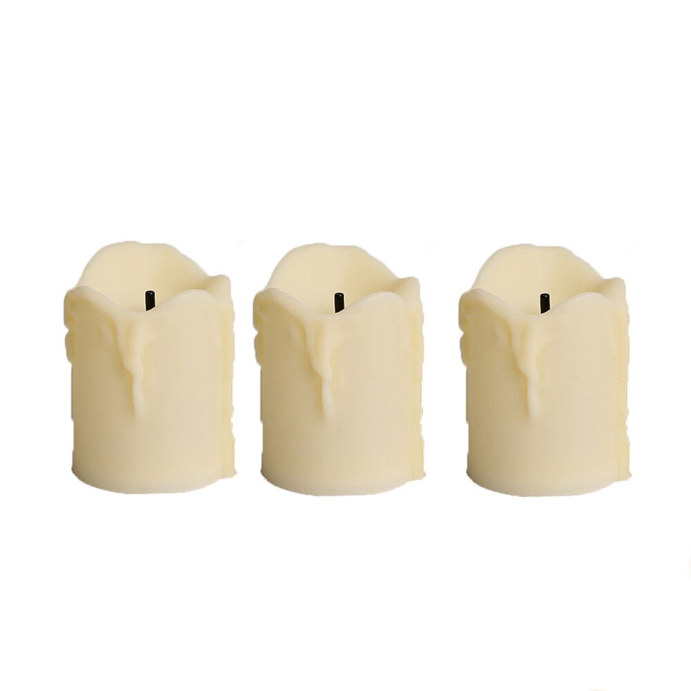 LED Candle Lights, Flameless Candle Lamp Battery Operated Tea Light Simulation Flame Plastic Flickering Tears Candle Light: Ivory 3pcs
