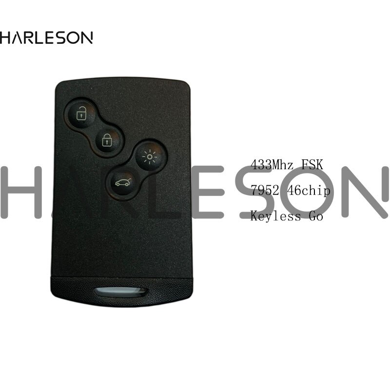 433MHz PCF7952 Chip Keyless Go 4 Buttons Car Remote Key Card For Renault Megane III Laguna III Smart Card