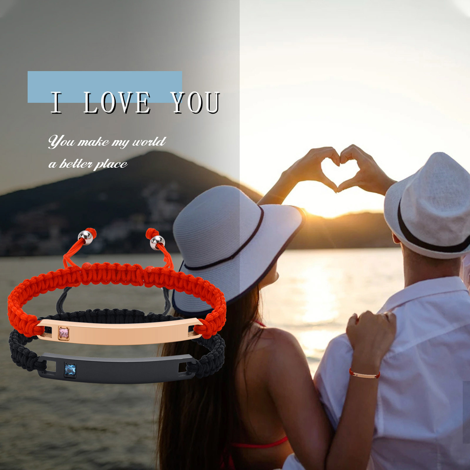 Vnox braccialetto coppia ID in acciaio inossidabile personalizzato gratuito per donna uomo, amanti della catena in corda intrecciata fatti a mano regolabili gioielli regalo BFF