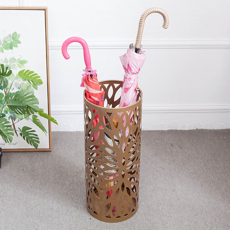 umbrella bucket home hotel umbrella stand personality landing lobby hollow umbrella barrel rain gear storage WF627329: gold