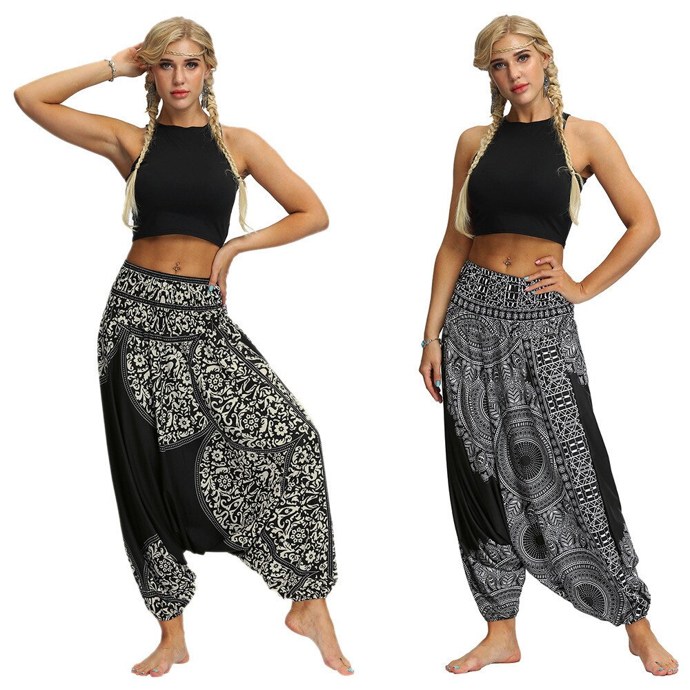 Pantalones de Yoga holgados informales para mujer, mono bohemio holgado, mallas deportivas para mujer, ropa deportiva elástica, medias de entrenamiento #35