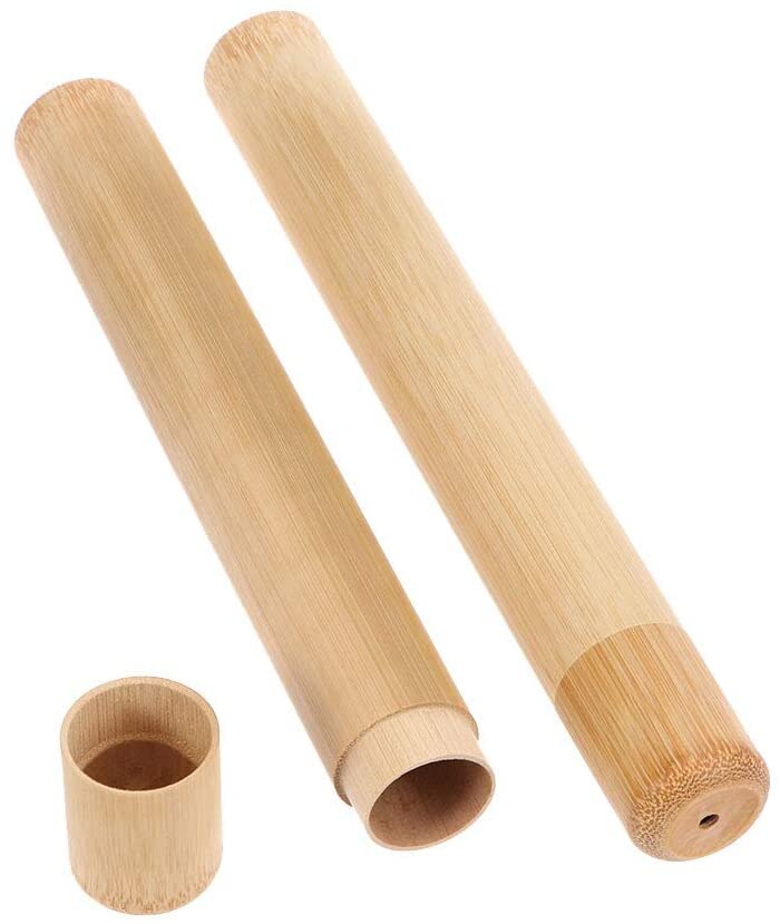 Naturlig bambus etui miljøvenlig tandbørste bambus rør 8.3 tommer til tandbørste kuffert håndlavet tandbørste tilbehør: 2 dele bambus etui