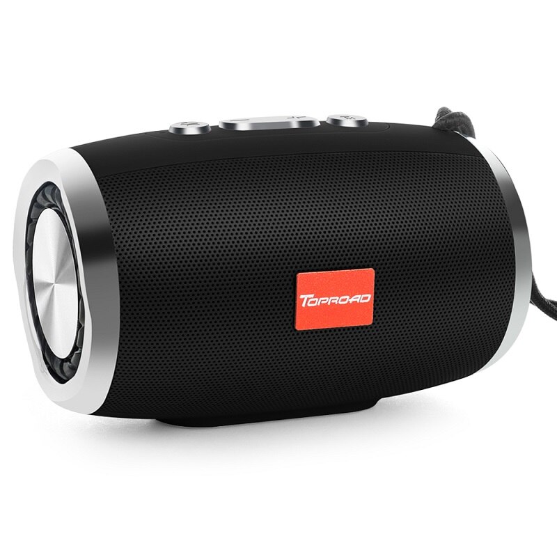 TOPROAD Portable Bluetooth Speaker Draadloze Kolom Stereo Speakers Ondersteuning TF FM Radio Mic AUX Luidspreker voor Computer Telefoon: Black speaker