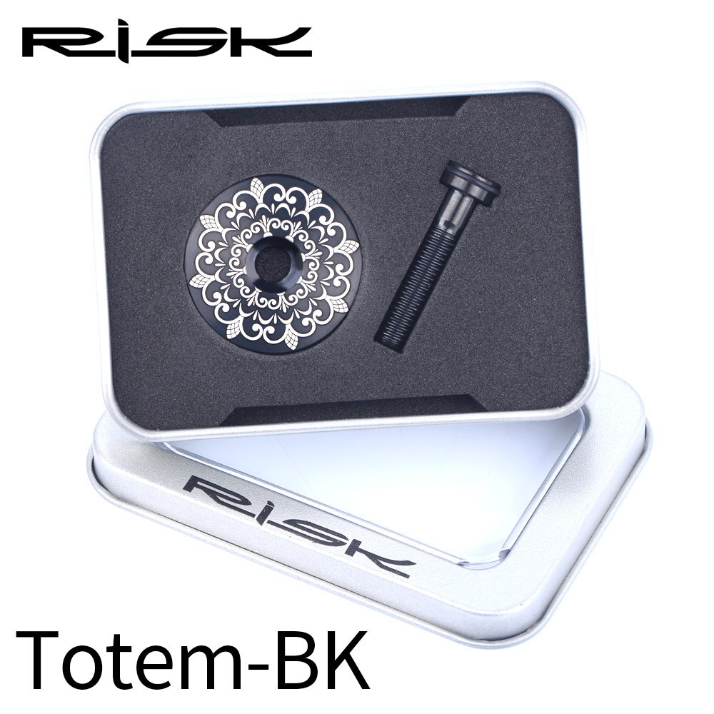 RISK Bicycle Stem Top Cap Headset Cover Titanium Alloy Bolt Road MTB Bike 28.6mm 1 1/8" Front Fork Head Tube Superlight Ti Screw: Totem BK