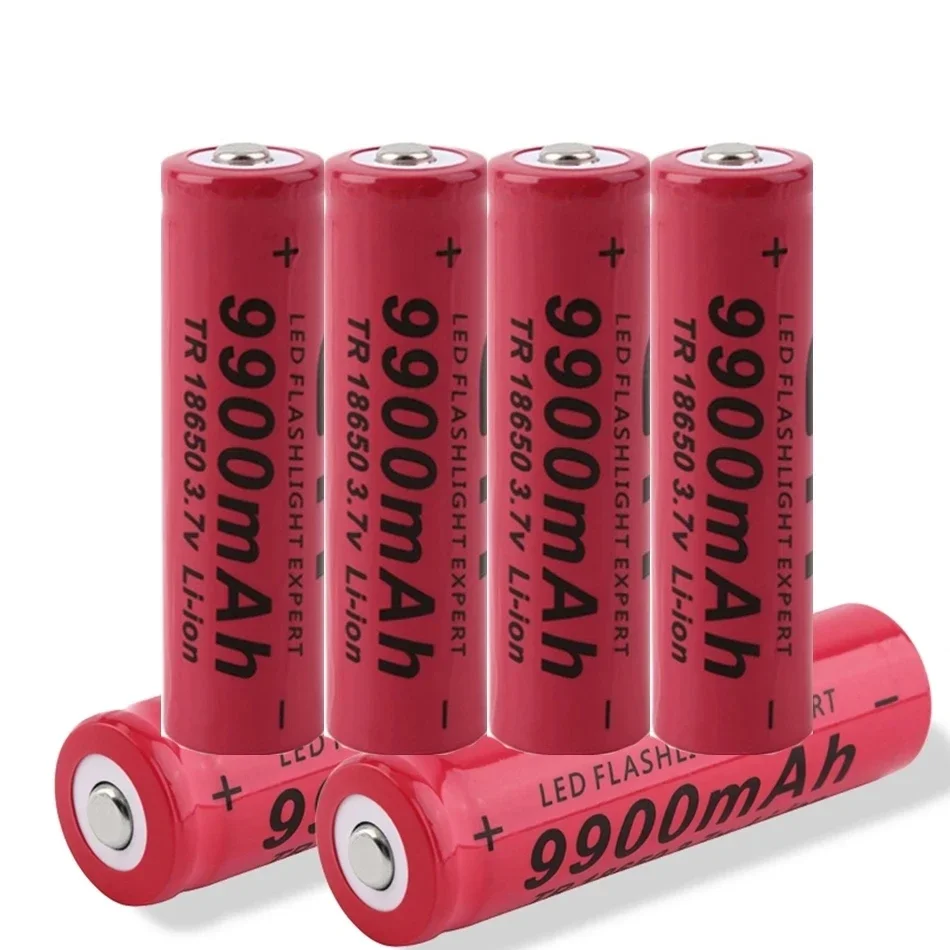 Rechargeable Lithium Battery for Bright Flashlight, Rechargeable Toy Battery, 9900mAh, 3.7V, 18650,