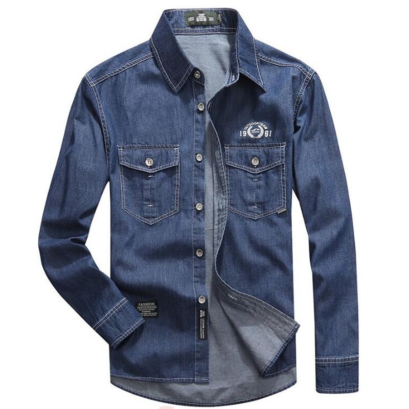 Kläder jeansskjortor herr fritidsskjorta långärmad slimmade camisa jeans jeansskjortor för män #39 5xl