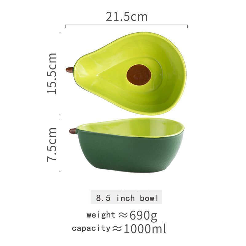 Creatieve Avocado Plaat Keramische Servies Huishoudelijke Gerechten Snack Dessert Fruit Salade Avocado Kom Porselein Servies Sets: 8.5 inch bowl