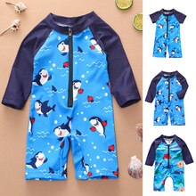 Cartoon Shark Lange Mouwen Badpak Jongen Snel Droog Zwemmen Jumpsuit Rits Strand Sport Professionele Meisje Badmode Badpak