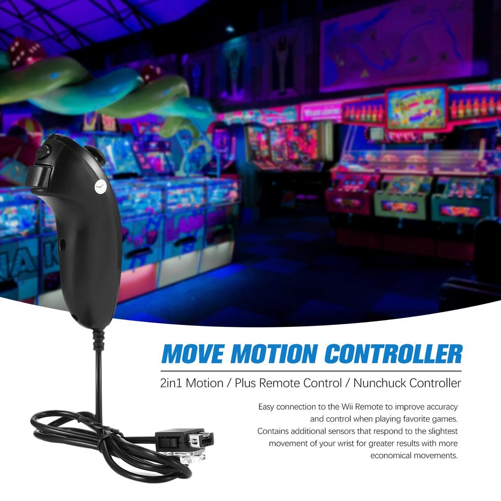 For Nintendo Move Motion Controller navigation controller Handle 2in1 Motion Plus Remote Control + Nunchuck Controller