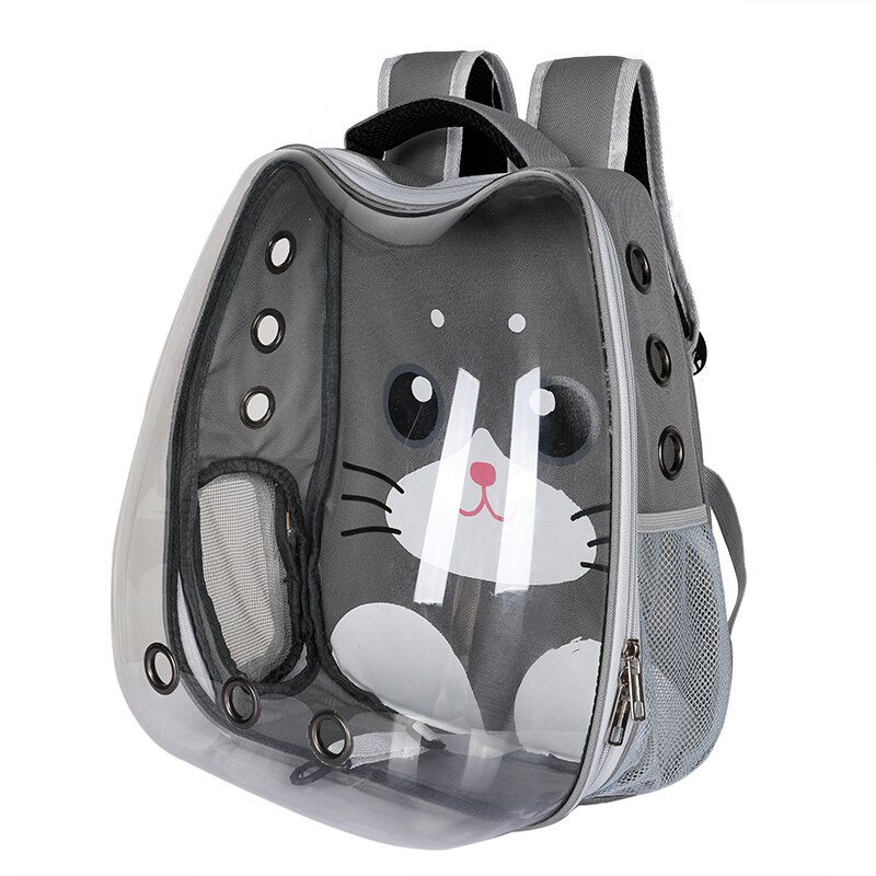Cat Bag Breathable Portable Pet Carry Backpack Cat and Dog Outdoor Travel Backpack Transparent Cute Ear Pet Backpack Cat Bag: High-Grade Grey / Cat within 6.5kg