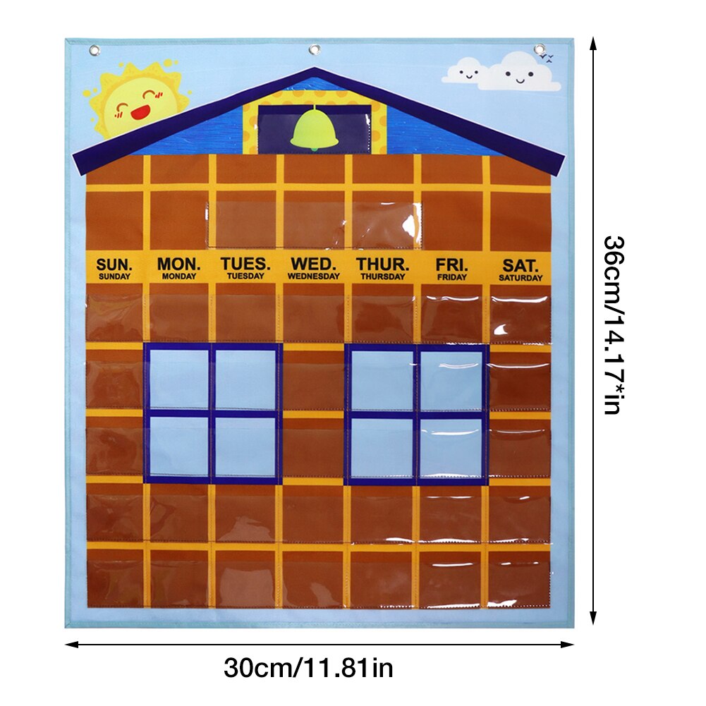 27x 32 Inches Classroom Monthly Calendar Pocket Chart Date Day Season Weather Learning Chart With 37 Transparent Pocket Chart