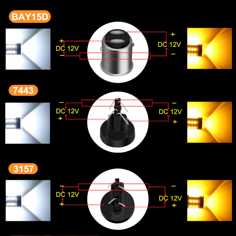 1 st tvåfärgade  t20 7443 w21/5w -lampor 1157 fack 15d 45 smd led-lampor  t25 3157 p27/7w bilvarningslampa blinkerslampa bilbelysning glödlampsbrytare