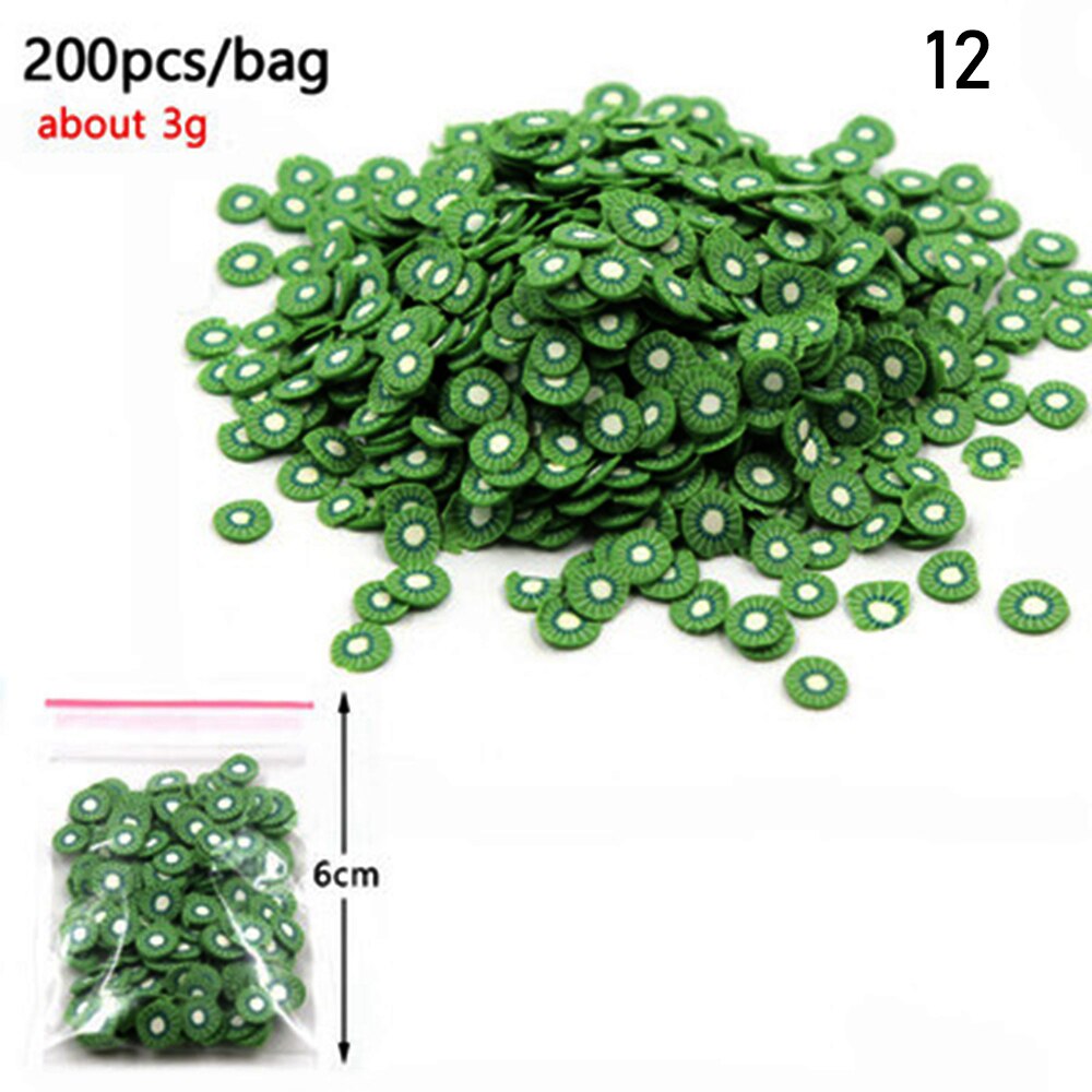 200pcs Frutta Bead Pendenti e Ciondoli per Slime Accessori Birichino Decorazione FAI DA TE Aggiunta in Melma Clound Sabbia Giocattolo di Riempimento Scintillio Chiaro set: 12