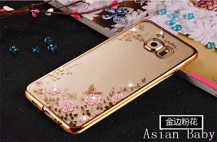 Sunjolly Flower Soft TPU Phone Case Rose Gold Bling Rhinestone Cover coque fundas for Samsung Galaxy A5 A7 J2 Pro J3 J4 J6: for Samsung J6 2018 / Gold