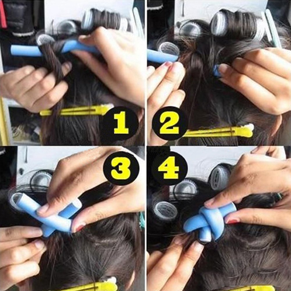 10 Uds rizador herramienta de rizos de giro estilismo DIY rodillo de pelo Color al azar