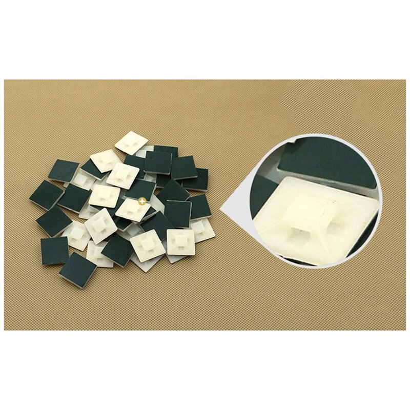 50PCS 25mm White Z25 x 25 mm Square Self-Adhesive Cable Tie Mount Base Cable tie holder