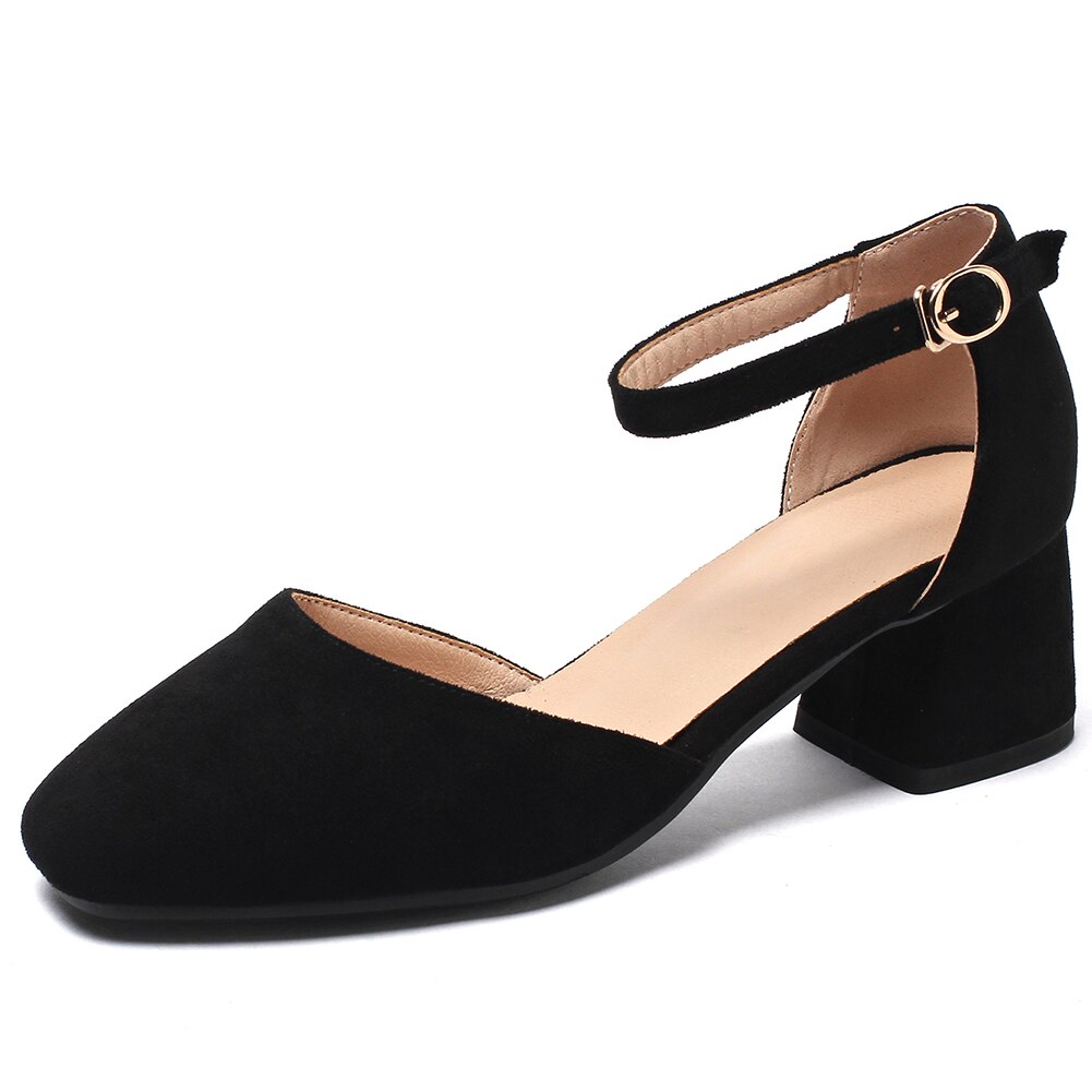 KARINLUNA Big Size 32-43 Ladies Casual Party Ol Sandals Med Chunky Heels Sandals Women Summer Shoes Woman: Black / 11