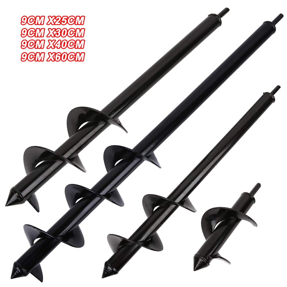 Plantador de jardín broca espiral flor bulbo eje hexagonal barrena Patio de jardinería plantado poste perforador herramientas 25-60cm 3