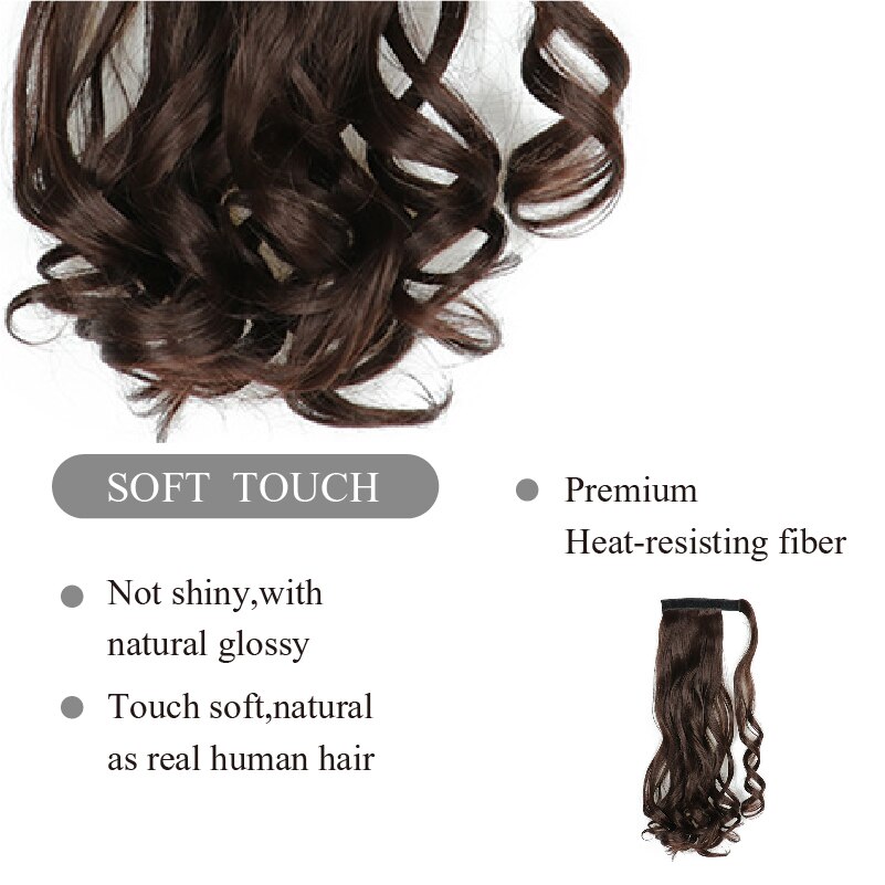 XJBB Seamless Wrap Around Synthetic Ponytail Extension for Women Long Ponytail Synthetic Hairpiece Wrap on Clip Hair Extensions