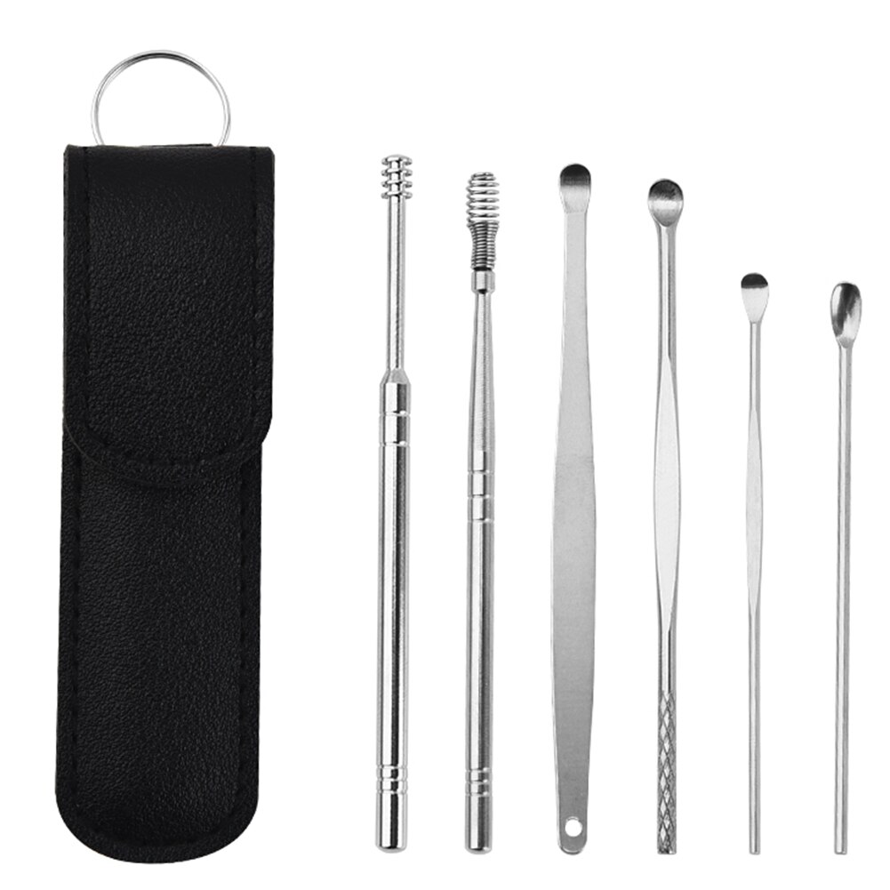 6PCS Ear Cleaner Wax Removal Tool Earpick Sticks Earwax Remover Curette Ear Pick Cleaning Ear Cleanser Spoon Health Care Earpick: 01