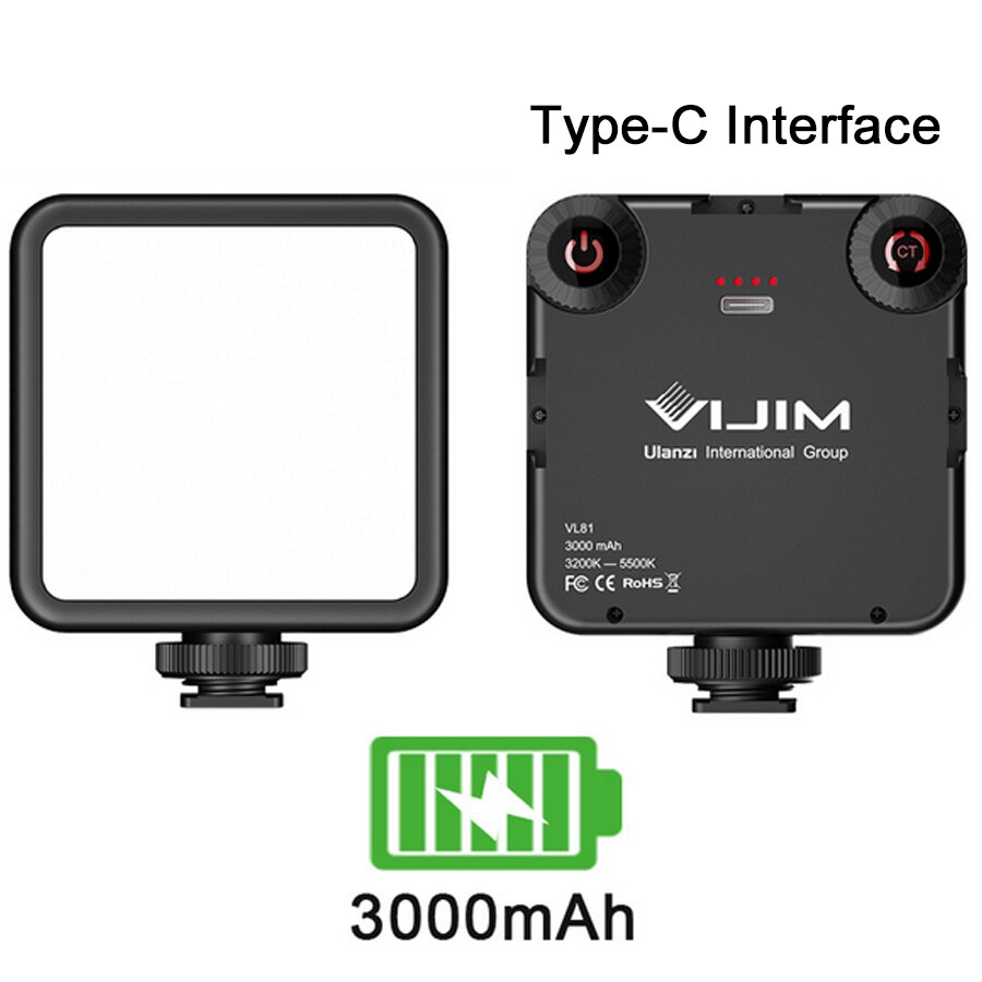 Ulanzi Vijim VL81 Oplaadbare Vlog Vullen Licht 3200K-5600K 850LM 6.5W Dimbare Mini Led Video Licht voor Smartphone Slr Camera