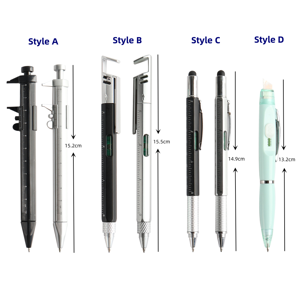 3-teiliger Multifunktions-Kugelschreiber mit modernem Handwerkzeug, zum Messen, technisches Lineal, Schraubendreher, Touchscreen-Stift, Wasserwaage