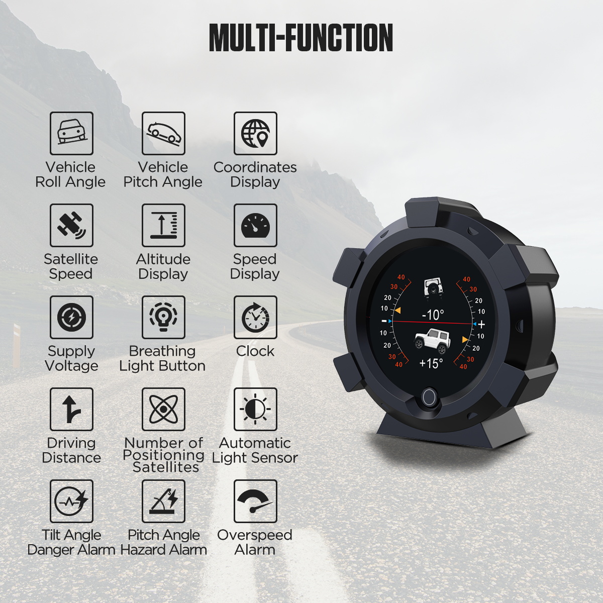 AUTOOL-inclinómetro Digital X95 GPS para coche, medidor de ángulo de pendiente de paso, accesorios todoterreno, medidor HUD multifuncional