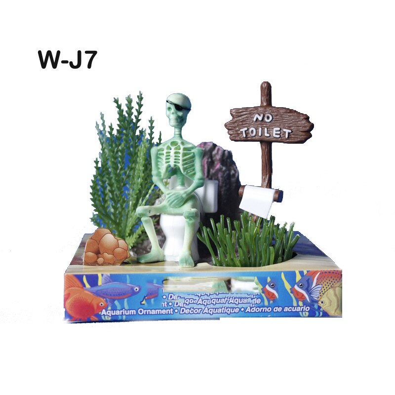 Akvarie dekoration skelet på toilet akvarium ornament dekoration til akvarie tank  wj07: W -j7