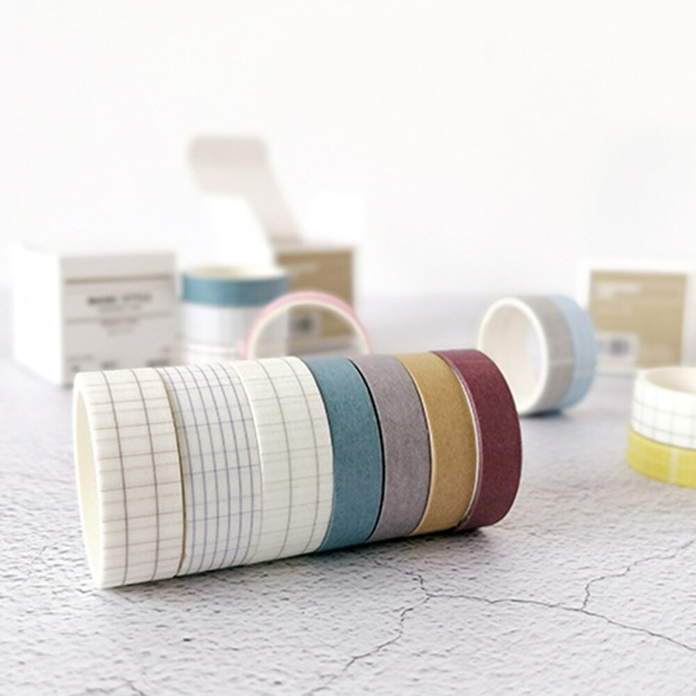 Basic Style Grid Pure Color Washi Tape Set DIY Scrapbooking Sticker Label Masking Tape School Office Supply
