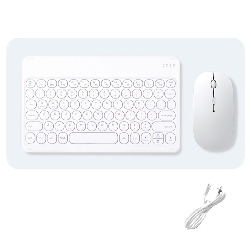 Teclado Universal de 10 pulgadas para teléfono, PC, tableta, Huawei, Samsung, Xiaomi, Bluetooth, iPad Pro 11, 12,9, , Air 4: round white mouse