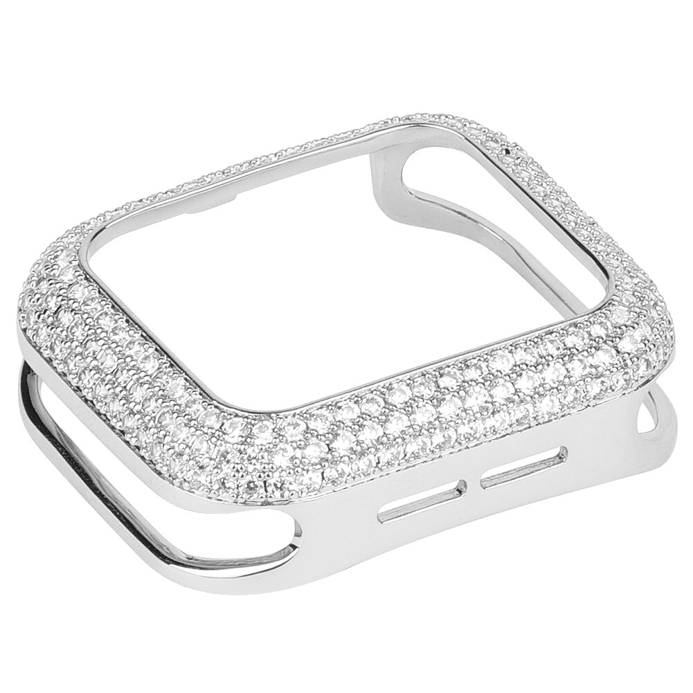Luxury Metal Diamond Case For Apple Watch 38mm 40mm 42mm 44mm Watch Cover Shockproof Hard Shell For iWatch Series 6 5 4 3 2 1 SE: Silver / 44mm