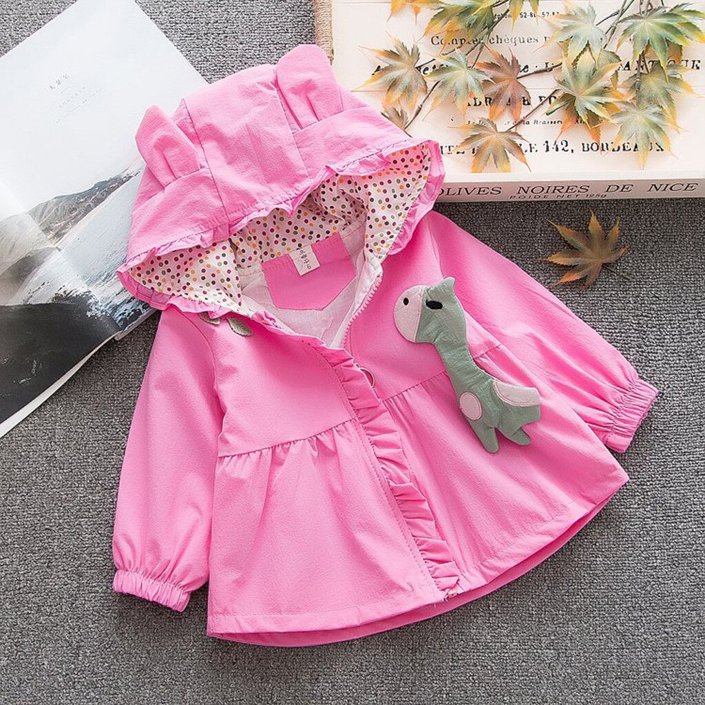 Autumn Winter Coat Jackets Toddler Baby Kids Girls Coat Cat Ear Cartoon Hooded Windproof Outwear Zipper Casual Clothes D21#