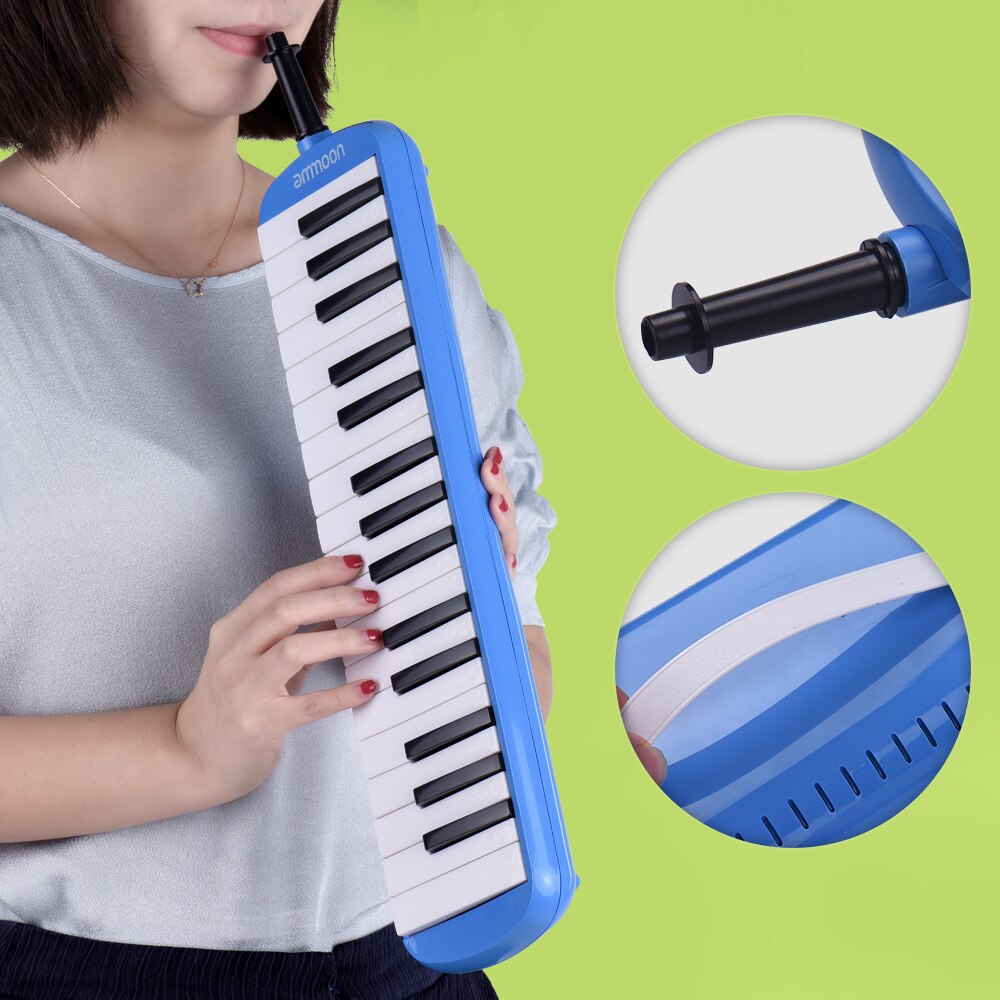 Ammoon 32 Tasti Melodica Bocca Organo pianoforte Tastiera Stile Armonica con Boccaglio Panno di Pulizia Custodia da trasporto per I Principianti per Bambini
