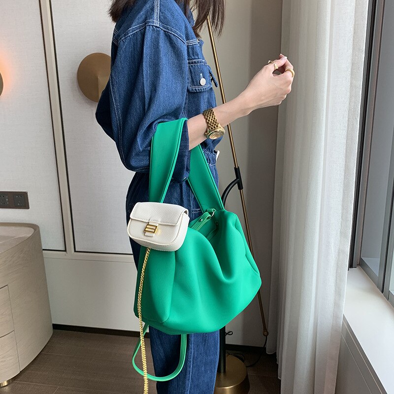 Mode Zachte Neopreen Vrouwen Schoudertas 2 Bags/set Handtas Merken Kettingen Samengesteld Tassen Voor Vrouwen Kussen Tas