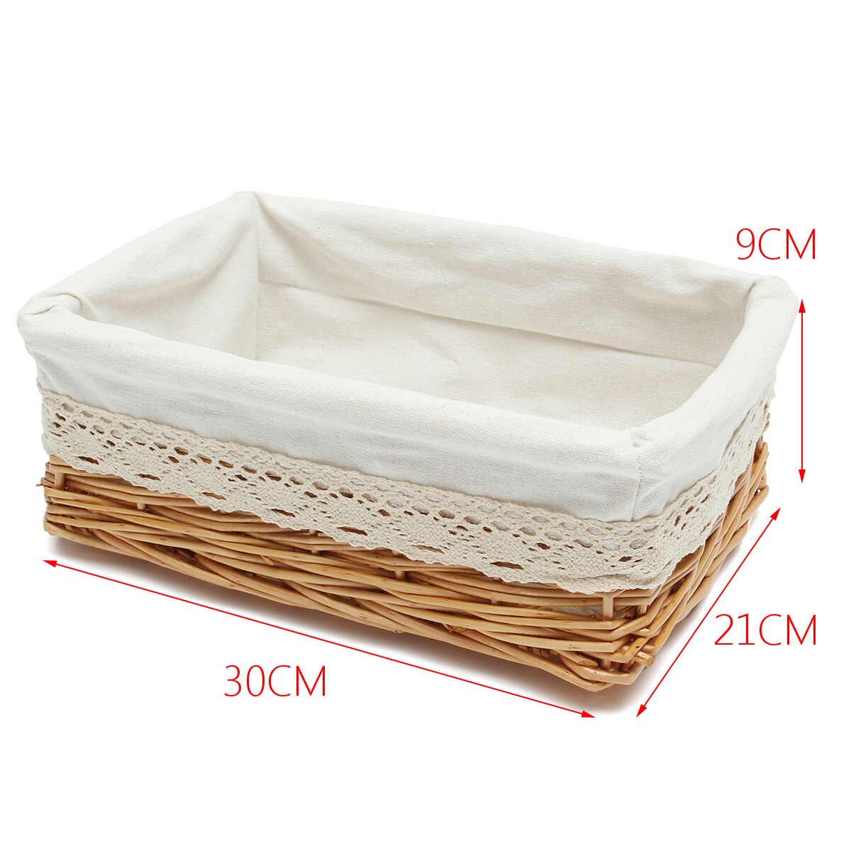 Multipurpose Rectangular Wicker Storage Basket with Removable Washable Liner Willow Woven Containers