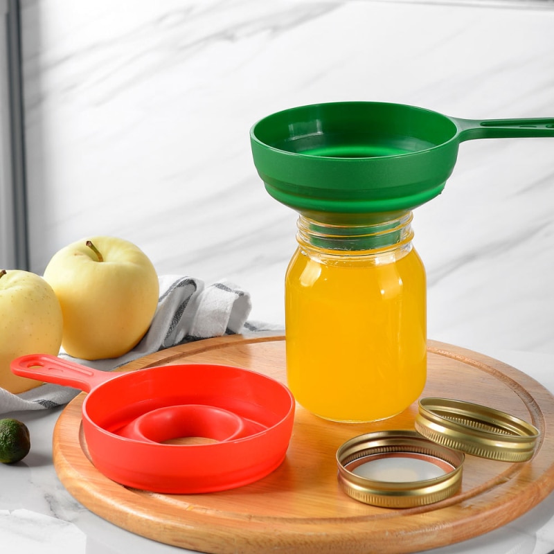 Wide Mouth Folding Telescopic Funnel Liquid Jam Spice Filling Funnel Food Grade Silicone Canned Jar Funnel Kitchen Accessories