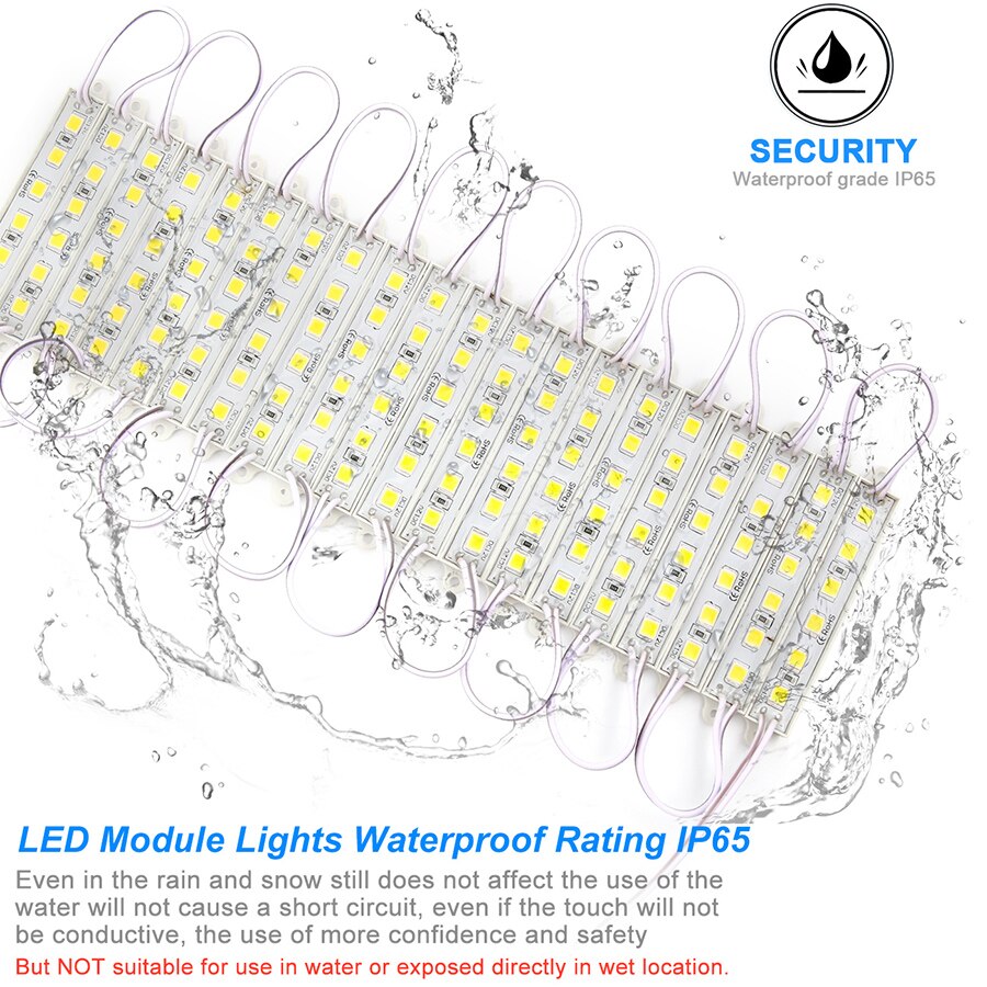 20-100PCS Super Bright LED Module SMD 5054 Warm White Light 6LED DC12V Waterproof Advertising Storefront LED Modules Strip Light