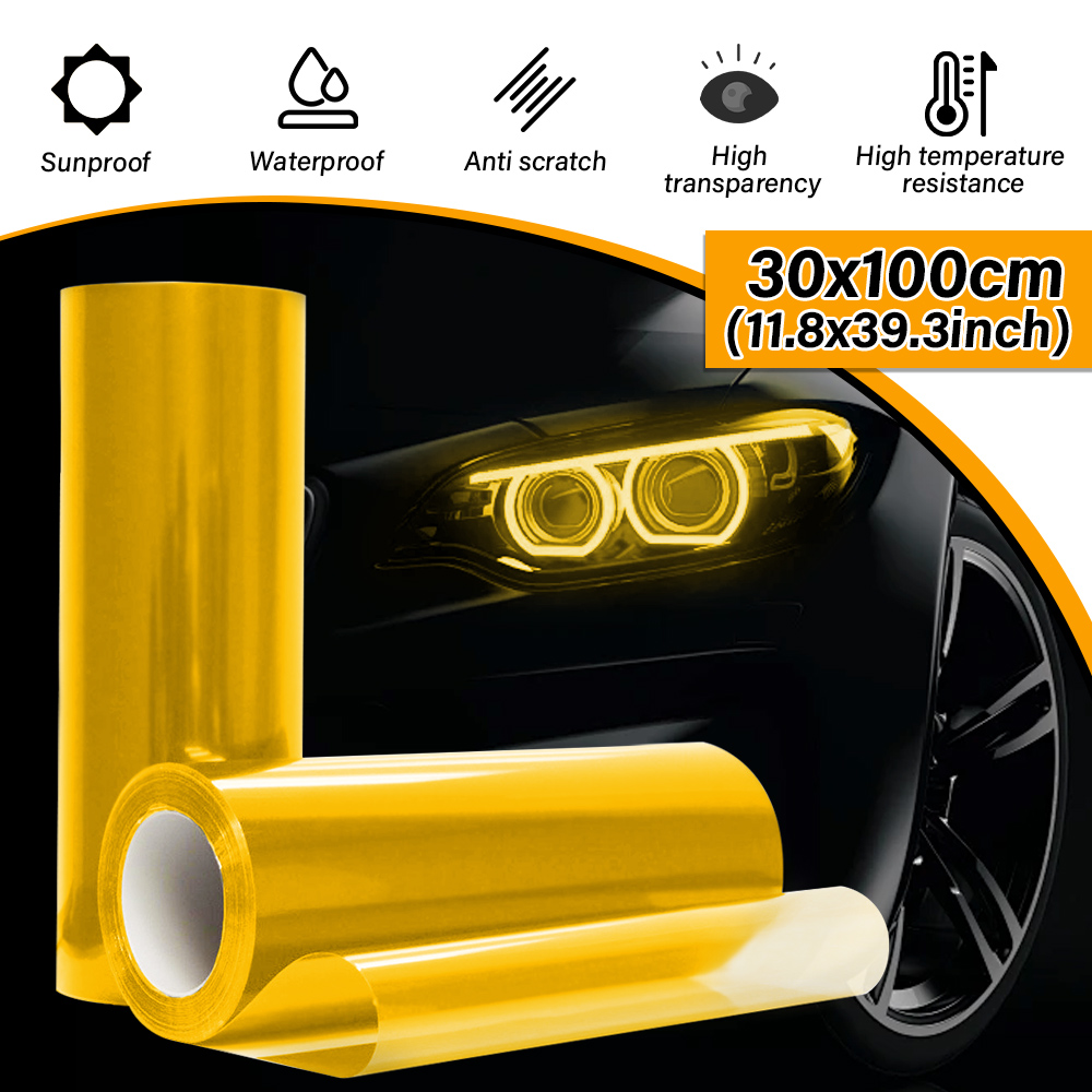Auto Gelb Transparent Farbwechsel Lampe Film Vinyl Film Lampe Film Aufkleber Blatt Farbwechsel Rauch Matt Hinten Nebel Aufkleber