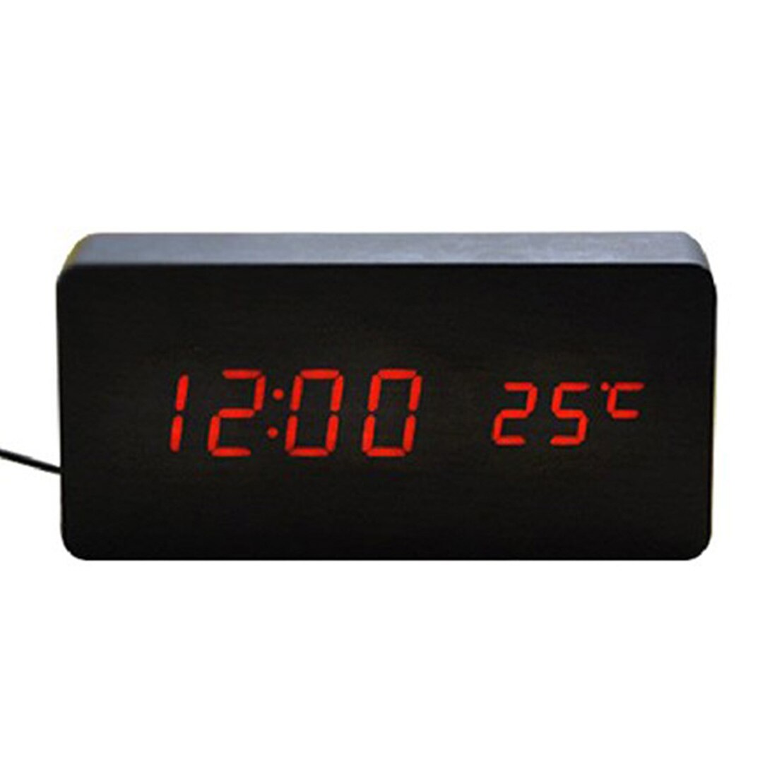 1 stuk led houten wekkers temperatuur elektronische klok geluiden controle digitale display tafelklok voor thuis desktop kalender: Rood