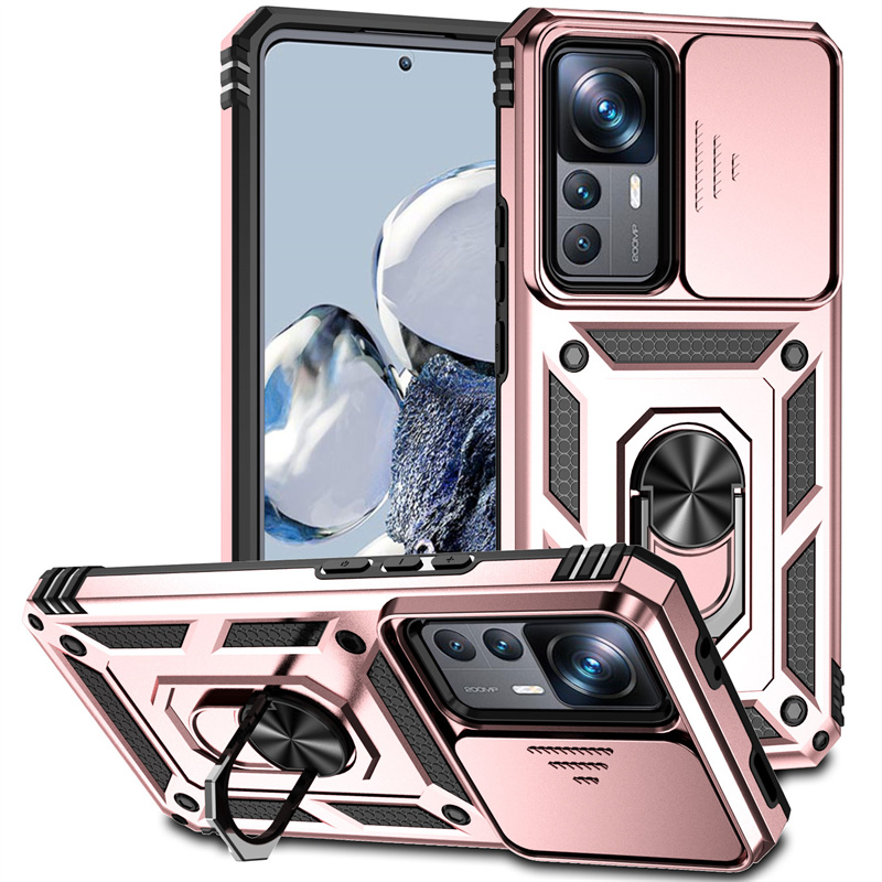 Odporne na wstrząsy etui pancerne na Xiaomi 12T zawodowiec 5G z przesuwaną osłoną obiektywu, pierścieniem i uchwytem na Xiaomi Mi 12 T zawodowiec 12X Mi12 Xiaomi12T: Fioletowy Różowy / Dla Samsung Galaxy S20 FE 2022