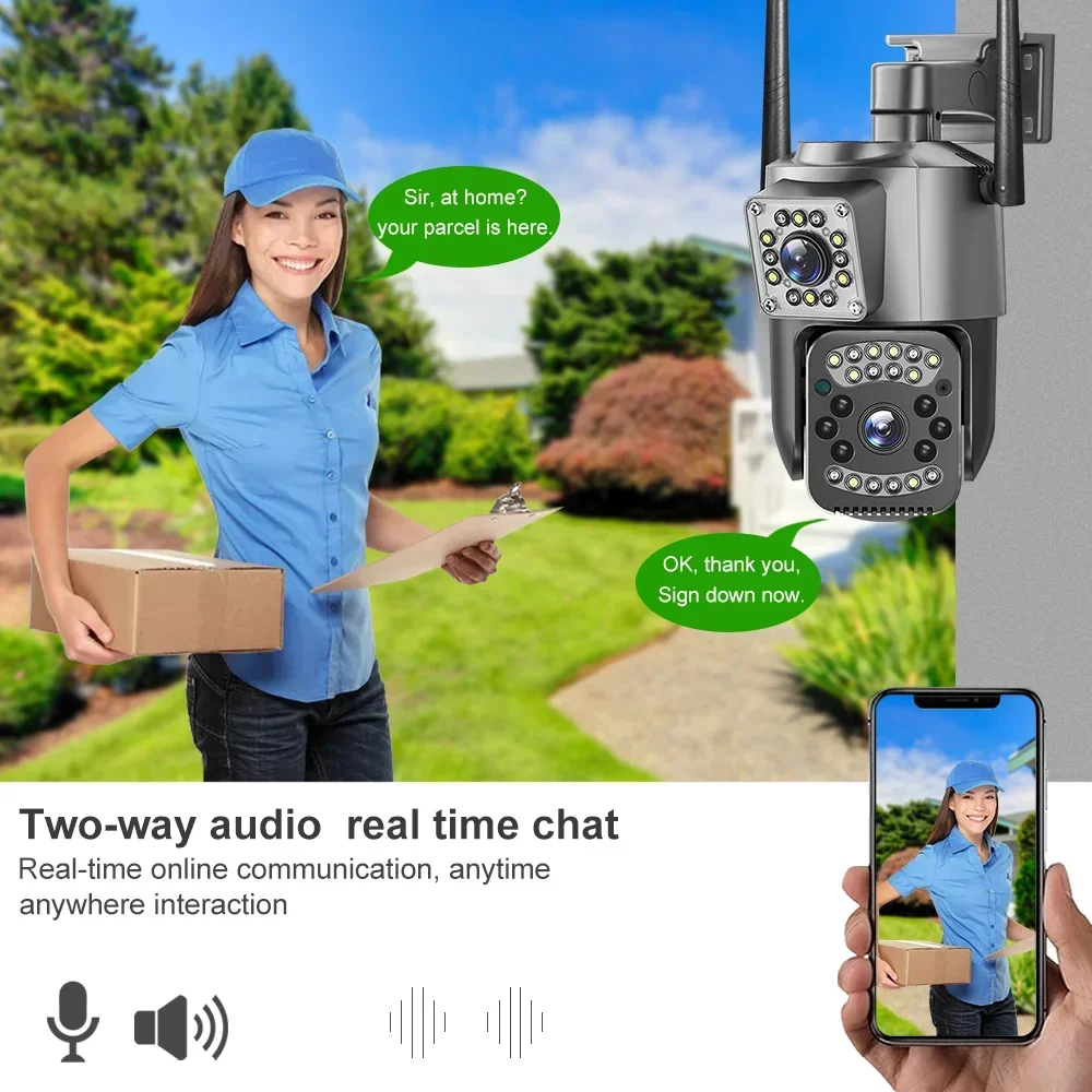 8MP 4K WIFI IP-camera Dubbele lens PTZ 4G Sim-kaart Outdoor Webcam Alarm 10X Zoom Smart Home CCTV Beveiliging Monitor Cam