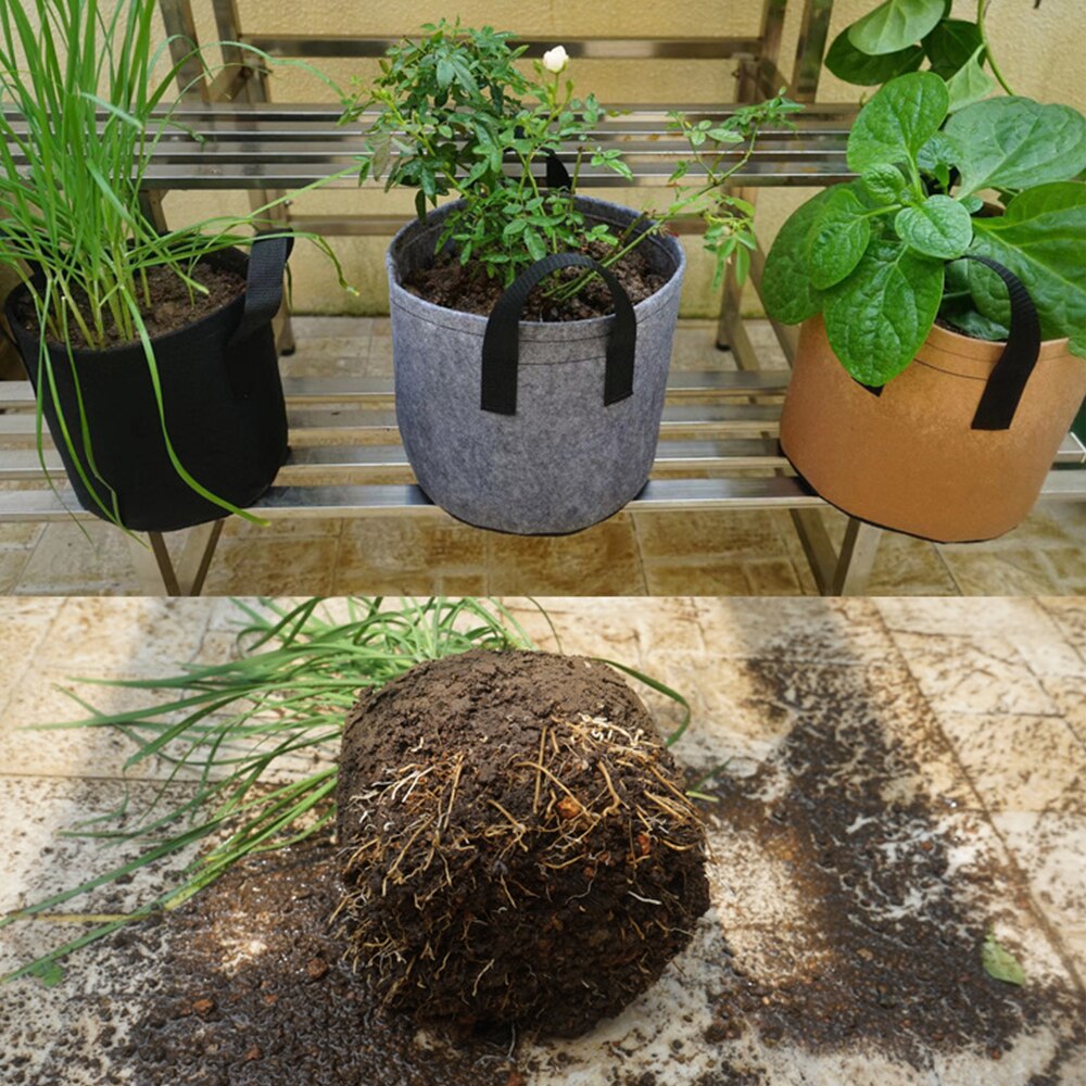 2/3/5/7/10 Gallon Plant Grow Bag Greenhouse Outdoor Garden Flower Vegetable Potato Seed Growing Container Fabric Pot With Handle