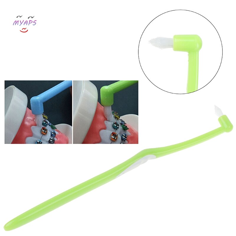Soft Flat Bristle Orthodontic Braces Cleaners Floss Interdental Brush Toothbrush