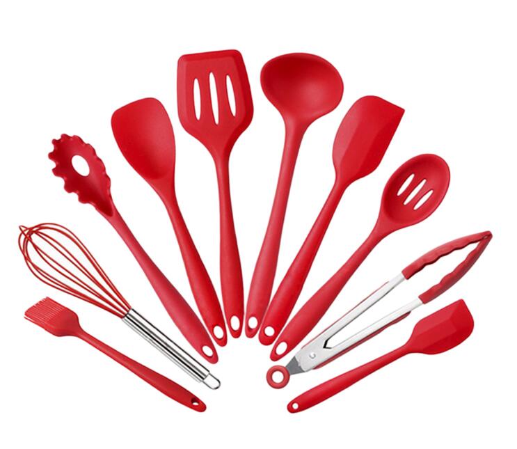 10 Pcs/Set Nonstick cookware sets Kitchen Tools Cook Ware Silicone Baking Supplies Year Home Cooking Supply: Red